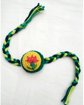 Happy Threads Handcrafted Crochet Raakhi(Green & Yellow)